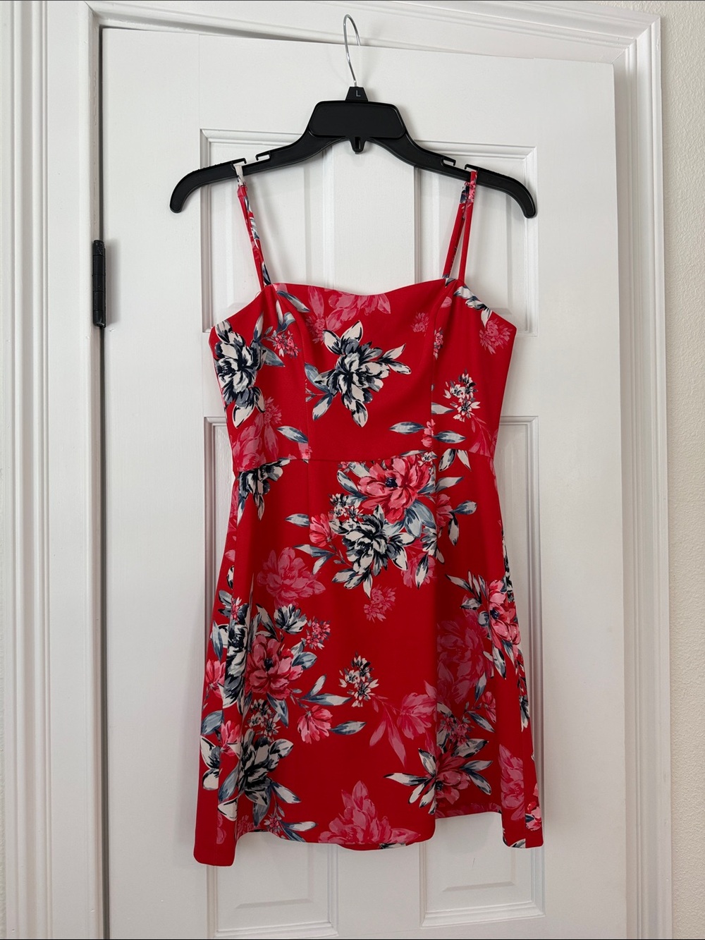 French Connection Red Floral Spaghetti Strap Dress